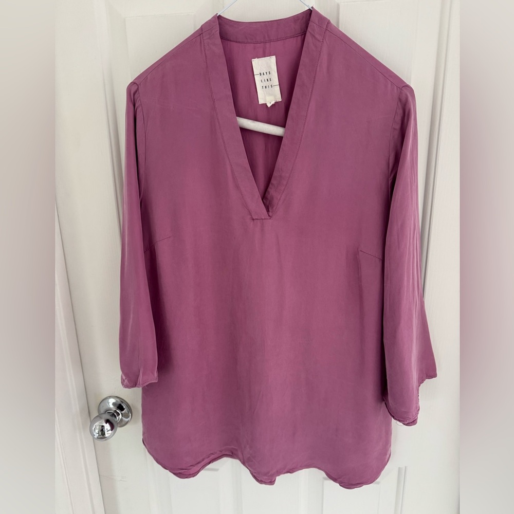 Pink 3/4 Sleeve Relaxed Blouse